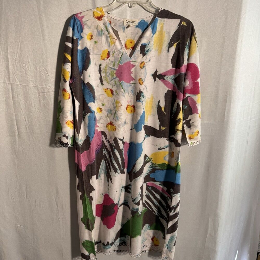 Atelier 5 Gozde Yilmaz Dress Medium Abstract Floral Art Print Midi Women's USA